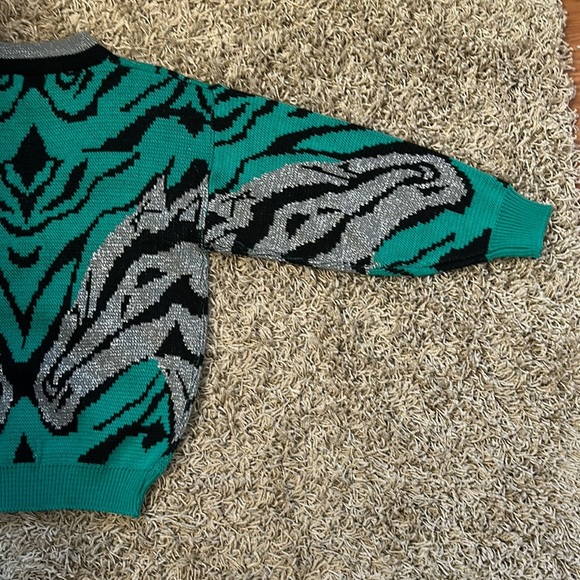 Vintage LicoRice X Horse Pattern Sweater - Teal and Black Made in Korea - Picture 11 of 11